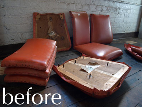 1929 vintage woolworth stools, reupholstered, mile end delicatessen